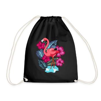 Tropisches Tier Sommer Geschenk Rosa Flamingo - Turnbeutel - Schwarz - Vorne