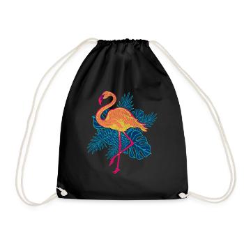 Zoo Tier Geschenk Sommer Tropen Vogel Flamingo - Turnbeutel - Schwarz - Vorne