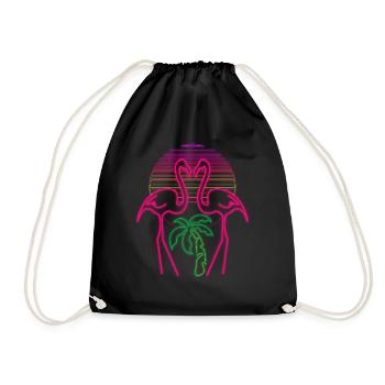 Flamingo - Turnbeutel - Schwarz - Vorne