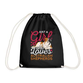 Aussie Dog Girl Gift Australian Shepherd - Drawstring Bag - black - Front