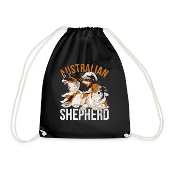 Hundeliebhaber Geschenkidee Australian Shepherd - Turnbeutel - Schwarz - Vorne