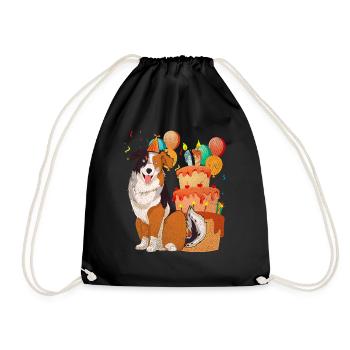 Aussie Dog Birthday Australian Shepherd - Drawstring Bag - black - Front