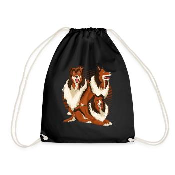 Chien rétro cadeau chien motif Pet Collie - Sac de sport léger - noir - Devant