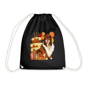 Long Hair Collie Dog Birthday Gift Idea Collie - Drawstring Bag - black - Front