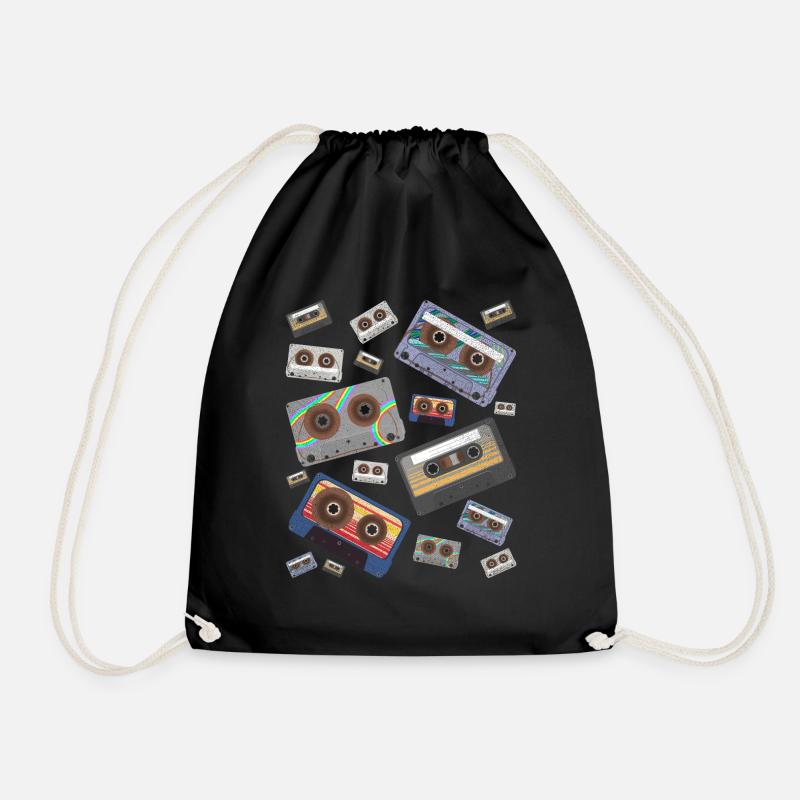 80er Musik 80er Jahre Mottoparty Retro Kassette - Turnbeutel - Schwarz