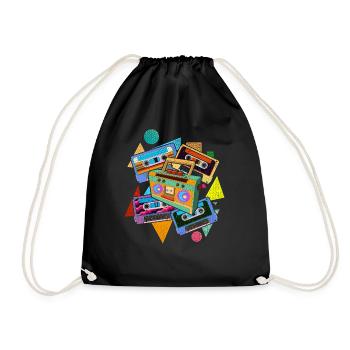 Retro 80s Gift Eighties Cassette de musique - Sac de sport léger - noir - Devant