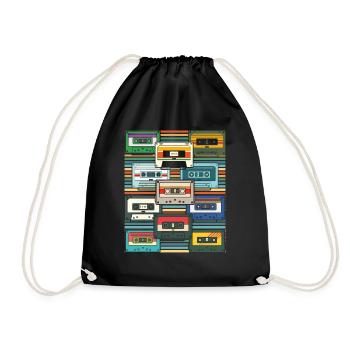 Eighties Retro 80s Cassette - Drawstring Bag - black - Front