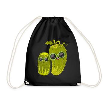 Coole Sonnebrille Gemüse Geschenkidee Gurke - Turnbeutel - Schwarz - Vorne
