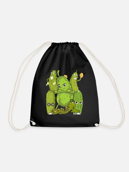 Cadeau végétarien aux légumes Gürkchen Concombre - Sac de sport léger - noir