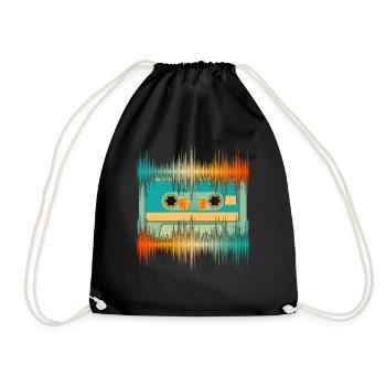 Equalizer Tontechnik Geschenk Kassette Soundwave - Turnbeutel - Schwarz - Vorne