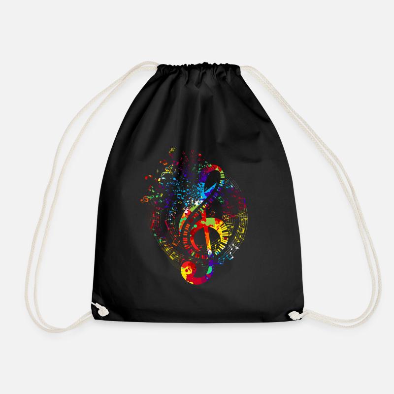 Musik Geschenk Musiknoten Bunter Notenschlüssel - Turnbeutel - Schwarz