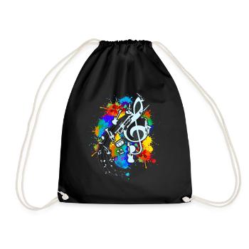 Musik Geschenkidee Violinschlüssel Notenschlüssel - Turnbeutel - Schwarz - Vorne
