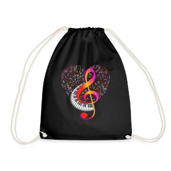 Musician Keyboard Violin Clef Clef Clef - Drawstring Bag - black - Front