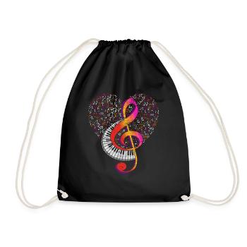 Keyboard Violin Clef Music Clef - Drawstring Bag - black - Front