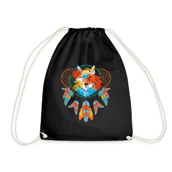 Animal Motif Cadeau Loup Indien Boho Capteur de Rêves - Sac de sport léger - noir - Devant