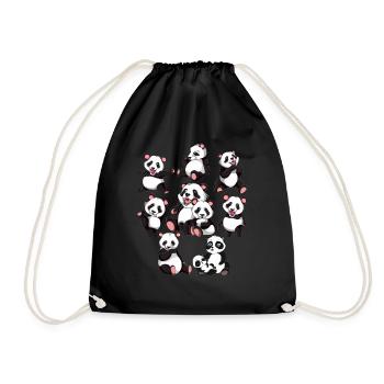 Pandabär - Turnbeutel - Schwarz - Vorne