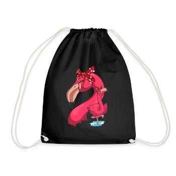 Pink Flamingo - Drawstring Bag - black - Front
