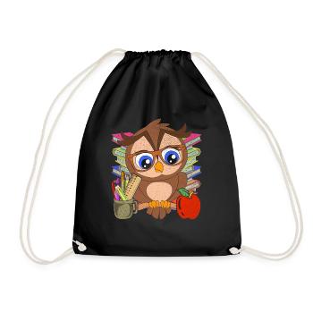 Enrolment Animal Gift Primary School Owl - Drawstring Bag - black - Front