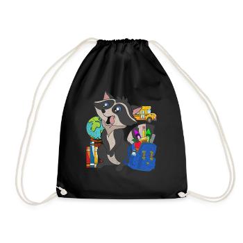 Enrolment Animal Gift Primary School Raccoon - Drawstring Bag - black - Front