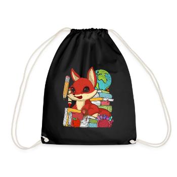 Enrolment Animal Gift Primary School Fuchs - Drawstring Bag - black - Front