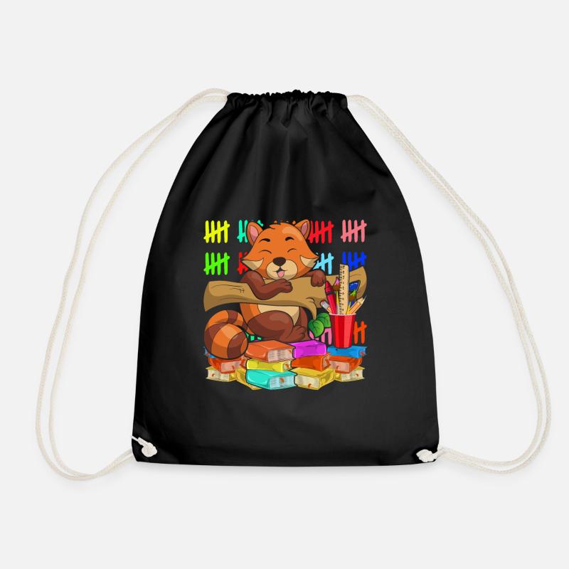 Schule Tier Geschenk Schulanfänger Roter Panda - Turnbeutel - Schwarz