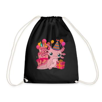 Birthday Animal Gift Axolotl - Drawstring Bag - black - Front