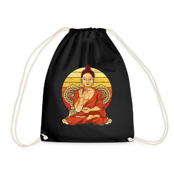 Retro Buddha - Turnbeutel - Schwarz - Vorne