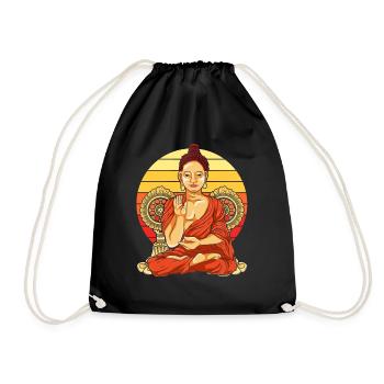Buddhist Geschenk Meditation Retro Buddha - Turnbeutel - Schwarz - Vorne