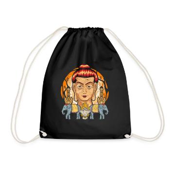 Indien Buddhismus Elefanten Yoga Geschenk Buddha - Turnbeutel - Schwarz - Vorne