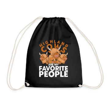 Funny gift idea Scottish Highland beef - Drawstring Bag - black - Front