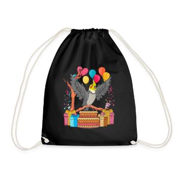 Bird Birthday Gift Cockatiel - Drawstring Bag - black - Front