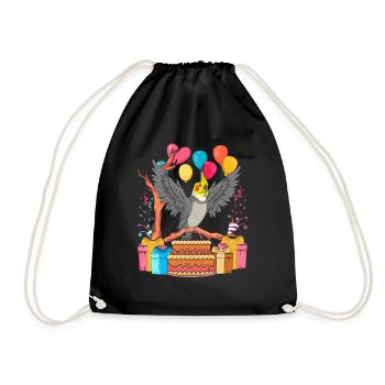 Birthday Gift Parrot Bird Cockatiel - Drawstring Bag - black - Front