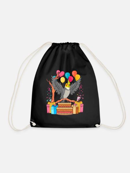 Geburtstag Geschenk Papagei Vogel Nymphensittich - Turnbeutel - Schwarz
