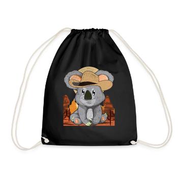 Cowboy Animal Motif Gift Koala - Drawstring Bag - black - Front
