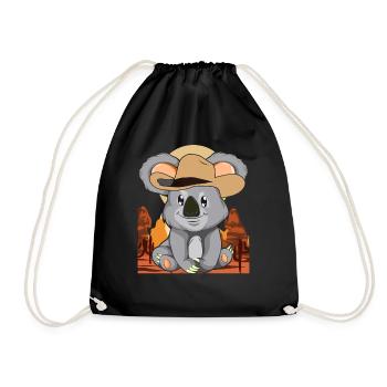 Animal Lover Cowboy Gift Koala Bear - Drawstring Bag - black - Front