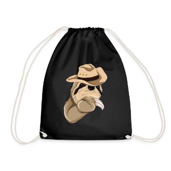 Animal Lover Cowboy Gift Sloth - Drawstring Bag - black - Front