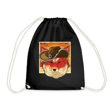 Animal Lover Cowboy Gift Fox - Drawstring Bag - black - Front
