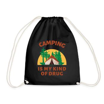 Camping my kind of drug - Drawstring Bag - black - Front