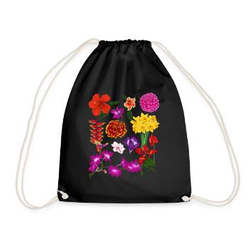 Bunte Wildblumen Garten Blume Geschenk Botanik - Turnbeutel - Schwarz - Vorne