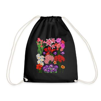 Wildblumen Bunte Blumen Blüten Geschenk Botanik - Turnbeutel - Schwarz - Vorne