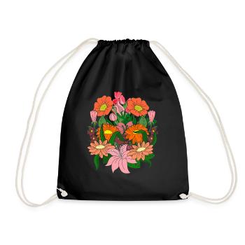 Botanist Wildflower Gardener Gift Nature Botany - Drawstring Bag - black - Front