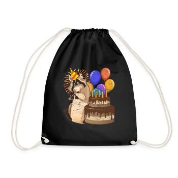 Birthday Birthday Gift Raccoon - Drawstring Bag - black - Front