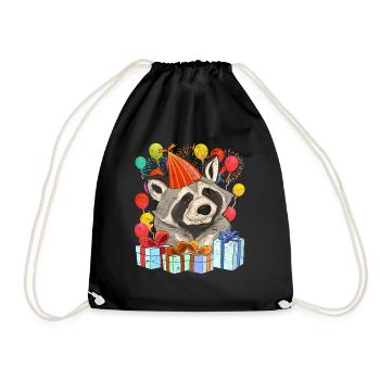 Geburtstagsgeschenk Wald Tier Trash Panda Waschbär - Turnbeutel - Schwarz - Vorne