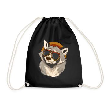 Animal Sunglasses Trash Panda Gift Raccoon - Drawstring Bag - black - Front