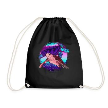 Sea Creatures Gift Colorful Turtle - Drawstring Bag - black - Front