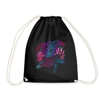 Polynesia Sea Animal Gift Animal Turtle - Drawstring Bag - black - Front