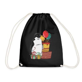 Antarctica Zoo Animal Birthday Gift Penguin - Drawstring Bag - black - Front