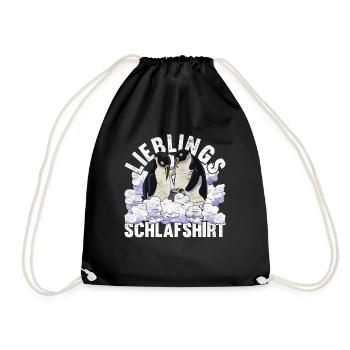 Nachteule Pinguin Geschenk Lieblings Schlafshirt - Turnbeutel - Schwarz - Vorne