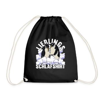 Lieblings Schlafshirt Tier Pyjama Geschenk Pinguin - Turnbeutel - Schwarz - Vorne