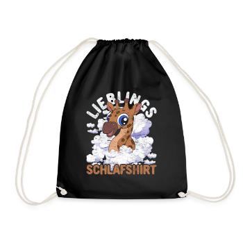 Nachteule Giraffe Geschenk Lieblings Schlafshirt - Turnbeutel - Schwarz - Vorne